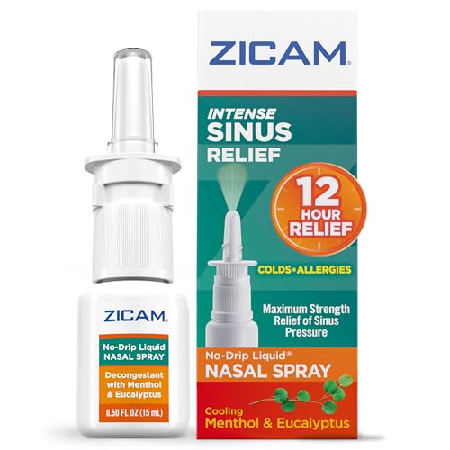 Zicam Intense Sinus Relief No-Drip Liquid Nasal Spray with Cooling Menthol & Eucalyptus, 0.5 Ounce (Pack of 1)