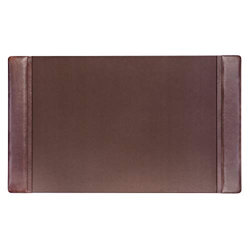 Dacasso 25.5 x 17.25 Inch Chocolate Brown Leather Desk Pad with Side Rails
