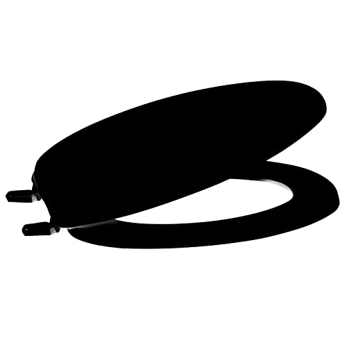 Centoco Black Toilet Seat Elongated, Toilet Seat Cover, Closed Front with Cover, Residential, Top Mount Plastic Hinge, Plastic, Made in the USA, 600-407