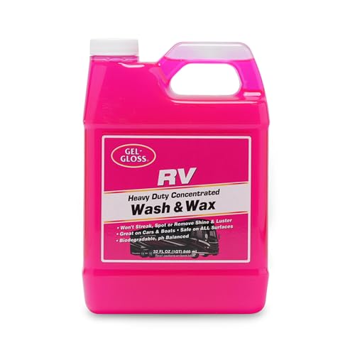 Gel GLOSS RV Wash & Wax - Clean, Streak-Free Finish, reduced water spotting, pH Neutral, Concentrated Carnauba Wax Formula, Provides A Deep Gloss Finish on RVs, Campers, and Motorhomes. 32 oz