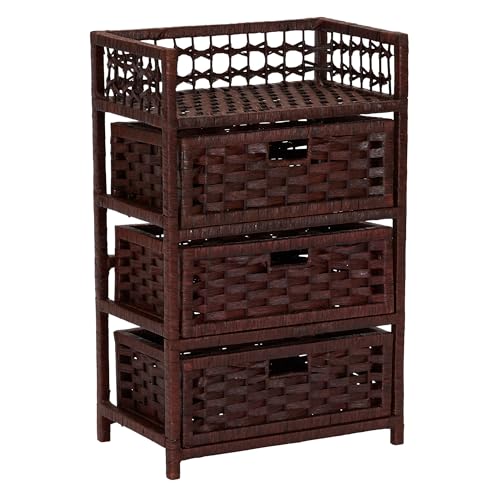 Household Essentials Woven 3 Drawer Chest with Cutout Handles