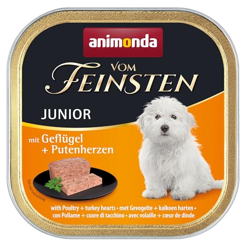 ⚡ BLITZDEAL (-84%) animonda vom Feinsten Hundefutter nass Geflügel + Putenherzen (22 x 150g), Welpen getreidefreies Hundefutter ohne Zucker, mit frischen, fleischigen Zutaten