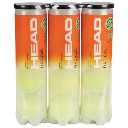 HEAD Radical tennisballen, verpakking van drie stuks (12 ballen), verpakking kan variëren