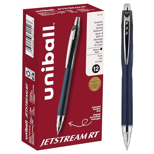 Uni-Ball Jetstream RT Ballpoint Pens 0.7mm Black 12-Pack