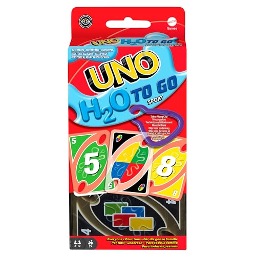 (-30%) Mattel Games UNO H2O to Go – wasserfeste Karten, 2–10 Spieler, ab 7 Jahren