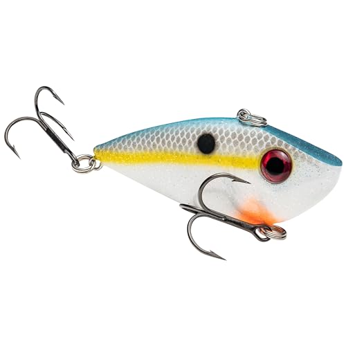 Strike King (REYESD12-598) Red Eyed Shad Fishing Lure, Lipless Crankbait, Free-Floating Internal Rattles, 3D Eyes, Premium Size 3 Treble Hooks, 1/2-Ounce, Sinking, Chartreuse Shad
