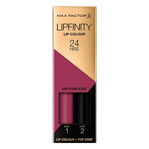 (-32%) Max Factor Lipfinity Lip Colour Vivacious 40 – Kussechter Lippenstift mit 24h Halt ohne auszutrocknen, mit intensiver Farbabgabe, präzisem Applikator & intensiv pflegendem Gloss-Top Coat