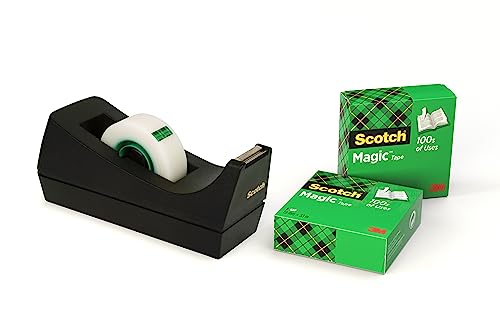 (-31%) Scotch Tischabroller C38, Schwarz + Magic Tape, 3 Rollen, 19 mm x 33 m