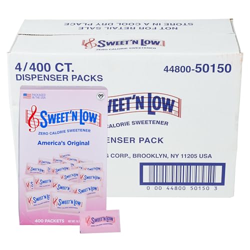 Sweet'N Low Zero Calorie Sweetener Packets, 400 Ct, Kosher & Gluten Free, Low Glycemic Index, Individual Tea and Coffee Sweetener Packets