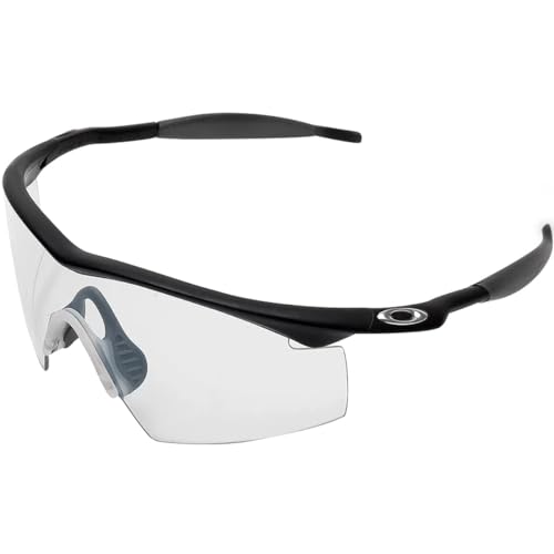 Oakley Men's OO9060 M Frame Strike Rectangular Sunglasses, SI Black Grey Icon/Clear, 29 mm
