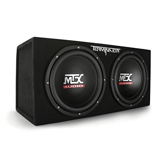 MTX Dual 12-Inch Subwoofers with Loaded Enclosure, 1200W Max Power, 400W RMS, Terminator - Car Audio Subwoofer and Speaker System with Deep Bass Sound