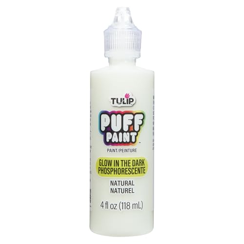 Tulip Puff Glow In The Dark Fabric Paint, Permanent Craft Paint for Clothes, DIY Projects, Notoxic, 4 fl oz, Glow Natural