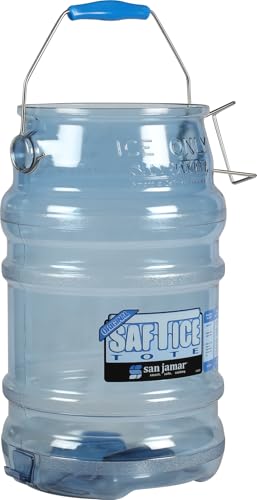 San Jamar Saf-T-Ice Plastic Ice Tote, Ice Bucket with Drying and Storage Hook for Restaurants, Bars, Catering Events, Bu