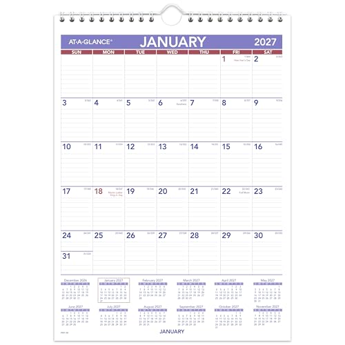 AT-A-GLANCE 2027 Wall Calendar, Monthly, 8" x 11" Planner, Ruled Daily Blocks (PM12827)
