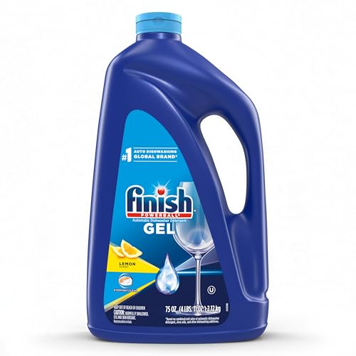 Finish Gel Liquid Dishwasher Detergent, Advanced Deep Cleaning Power Dish Soap, Fights Tough Stains, Dishwasher Soap, Septic Safe Dish Detergent, Lemon Scent, 75oz