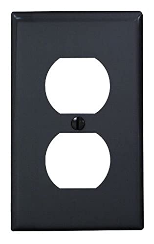Leviton 1-Gang Duplex Device Receptacle Wallplate, Standard Size, Thermoplastic Nylon, Device Mount, 80703-E, Black