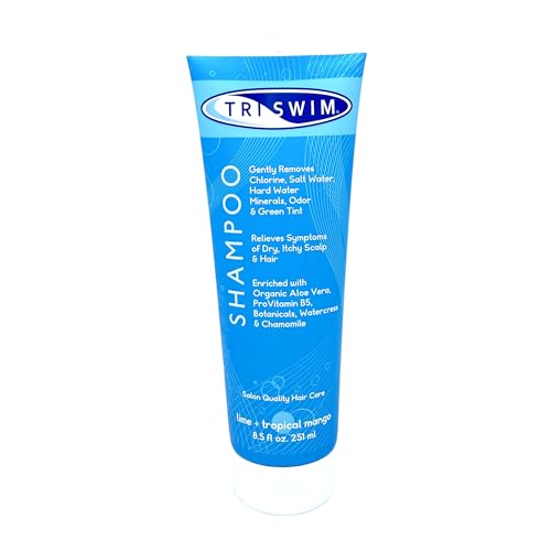 TRISWIM Chlorine Removal Shampoo 8.5oz | Removes Chlorine, Bromine, Hard Water Minerals & Saltwater| Hydrates & Restores Hair | Safe for Color-Treated Hair | Lime + Tropical Mango Scent