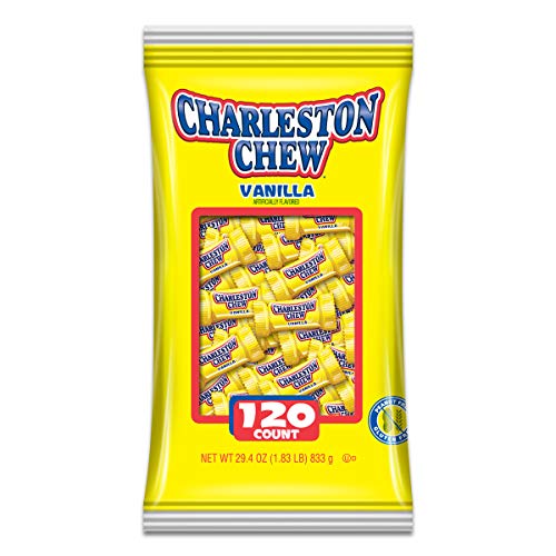 Charleston Chew Chocolate Coated Chewy Nougat Bars - Peanut Free, Gluten Free - Individually Wrapped Old Fashioned Chocolate Candy - Vanilla, .25 Oz (Pack of 120)