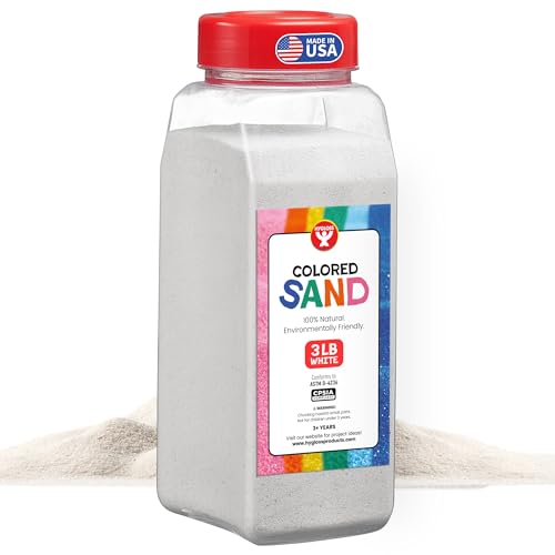 Hygloss Colored Sand for Crafts – 3 lb Bottle, White – Vibrant Colorful Fine Sensory Play Sand Art Kits for Kids – Classroom Activities for Children 3 4 5 6 7 8 9 10 11 12 – Safe for Ages 3+