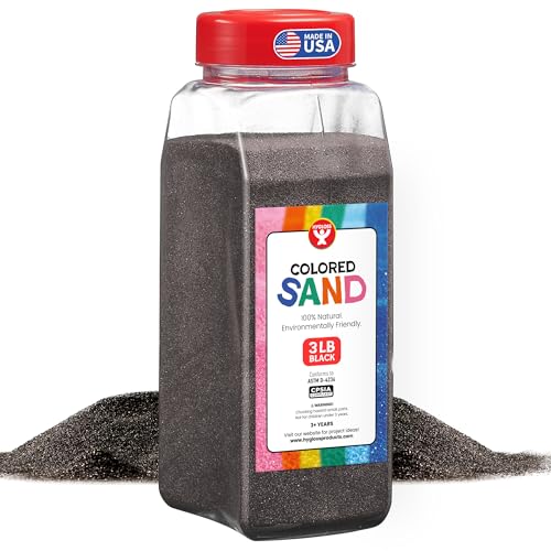 Hygloss Colored Sand for Crafts – 3 lb Bottle, Black – Vibrant Colorful Fine Sensory Play Sand Art Kits for Kids – Classroom Activities for Children 3 4 5 6 7 8 9 10 11 12 – Safe for Ages 3+