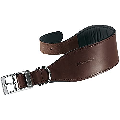 Ferplast Genuine Leather Dog Collar VIP, Adjustable Dog Lead for Whippets, Neck: 40÷46 cm Brown