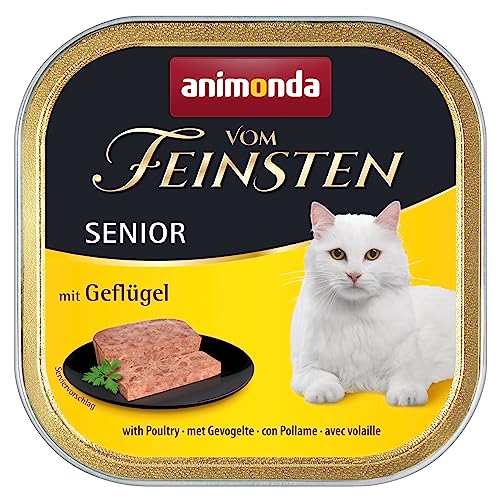 Caja Animonda Vom Feinsten Senior 7+ con 32 tarros de ave para gato mayor