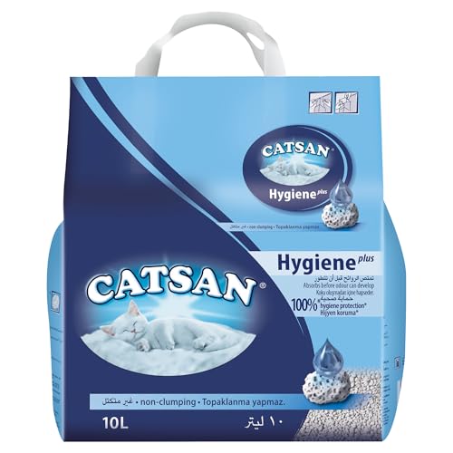 Saco de Catsan Hygiene Plus, arena mineral absorbente clásica, 10 litros
