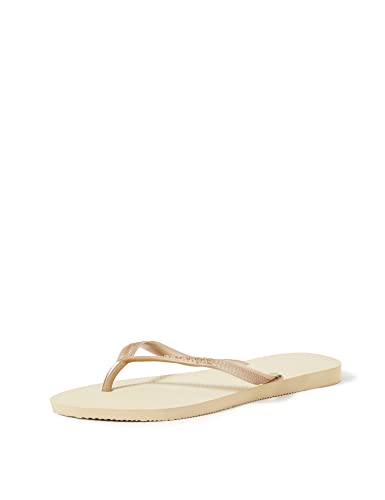 Havaianas Women's Slim Flip Flop Sandal, Sand Grey/Light Golden, 9-10 M US