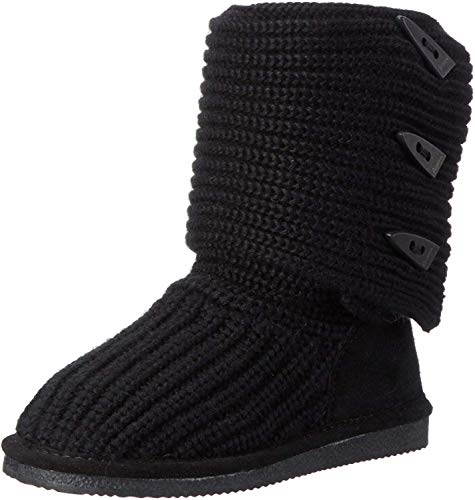 BEARPAW Women's Knit Tall Black Size 8 | Women's Fashion Boot | Women's Slip On Boot | Comfortable Winter Boot