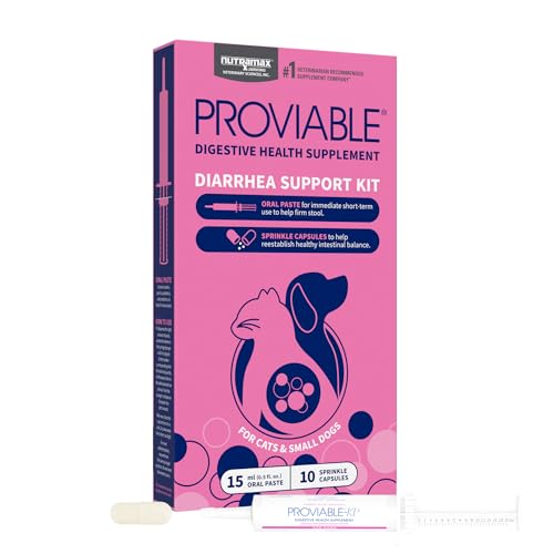 Nutramax Proviable Probiotics for Small Dogs and Cats, Diarrhea Support Kit, Digestive Health Supplement with Multiple Strains of Bacteria, Plus Prebiotics, Kaolin and Pectin, 15 ml Paste and 10 Capsules
