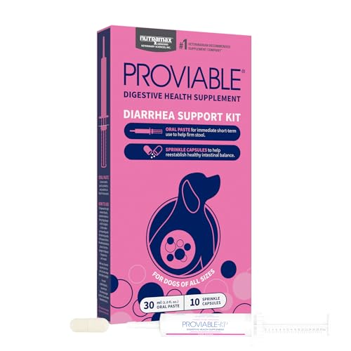 Nutramax Proviable Probiotics for Dogs, Diarrhea Support Kit, Digestive Health Supplement with Multiple Strains of Bacteria, Plus Prebiotics, Kaolin and Pectin, 30 ml Paste and 10 Capsules