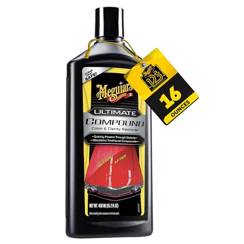 Meguiar’s Ultimate Compound, Pro-Grade Car Scratch Remover for Paint Correction, Removes Swirls and Defects While Rest