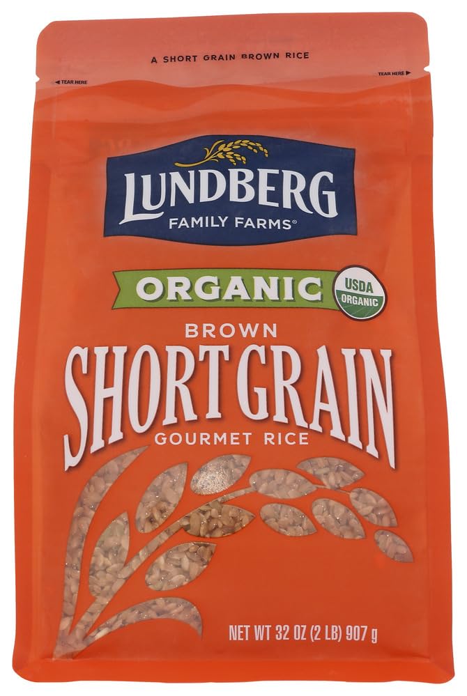 Lundberg Short Grain Brown Rice, Regenerative Organic Certified – Slightly Nutty, Sticky Rice Responsibly Grown in California, 32 Oz