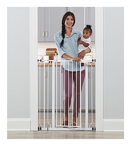 Regalo Easy Step Extra Tall Walk Thru Baby Gate, Includes 4-Inch Extension, and 4 Pack of Wall Cups and Mounting Kit, White