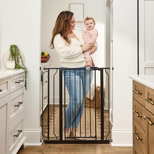 Regalo Easy Step Extra Tall Walk Thru Baby Gate, Bonus Kit, Includes 4-Inch Extension Kit, 4 Pack of Pressure Mount Kit and 4 Pack of Wall Cups and Mounting Kit, Black