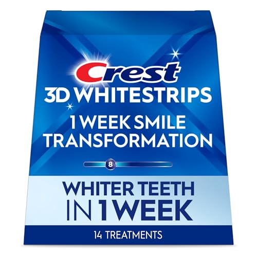 Crest 3D Whitestrips, 1 Week Smile Transformation, Whitestrips 3D White, Teeth Whitening Strip Kit, 14 Treatments (Each 
