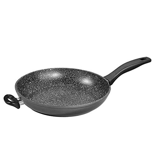 STONELINE Bratpfanne 32 cm, Pfanne Induktion geeignet, Pfanne mit echten Steinpartikeln beschichtet, Brat- & Universalpfannen aus Aluguss, große Pfann