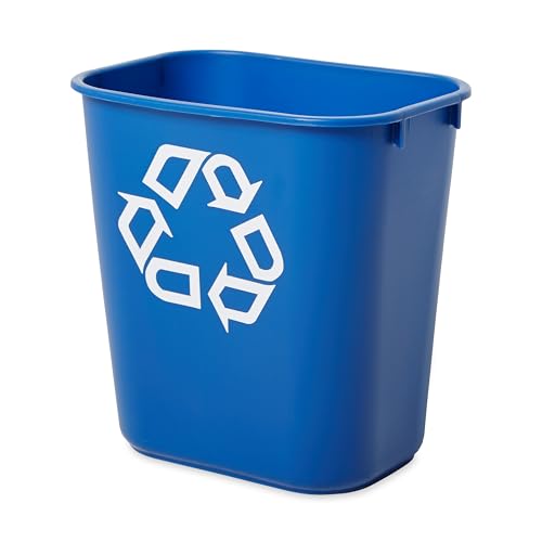 Rubbermaid Commercial Deskside Recycling Container, 3.25-Gallon/13-Quart, Blue Recycling Symbol