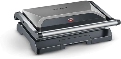 🔥 SELTEN SO GÜNSTIG (-63%) SEVERIN Kontaktgrill für Sandwiches, Steak und als Panini Grill, antihaftbeschichteter Sandwich Maker für fettfreies Grillen, 800 W, metallic grau/schwarz, KG 2394