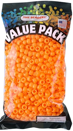 The Beadery 6 by 9mm Barrel Pony Bead, Orange, Small, 900-Pieces