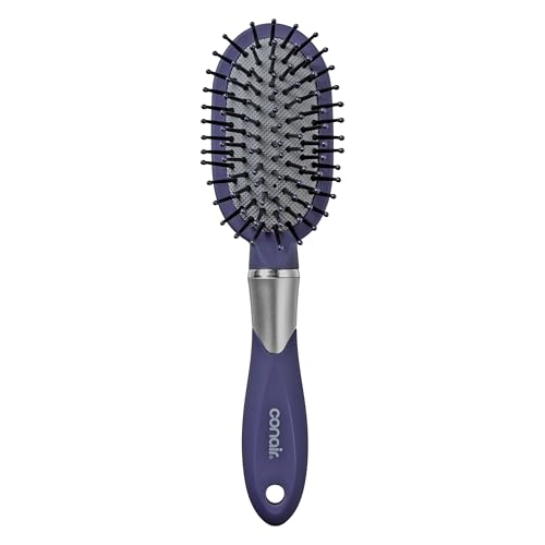 Conair Velvet Touch oval cushion hair brush - Travel Hairbrush- Detangling - curly or straight styles - detangler brushes - women or men - Blush Pink