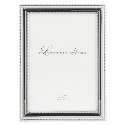 Lawrence Frames Metal Picture Frame Silver-Plate with Delicate Beading, 5 by...