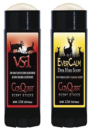 ConQuest Scents Hunter’s Package – Vs-1 & EverCalm Deer Herd Scent Stick, Deer Attractant & Calming Scent, All-Season Hunting Wax Sticks, 2.5 oz