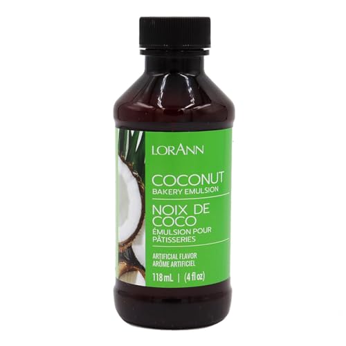 LorAnn Oils Coconut Bakery Emulsion: True Essence, Ideal for Boosting Fruit Tones in Cakes, Cookies & Desserts, Gluten-Free, Keto-Friendly, Extract Substitute Essential for Your Kitchen, 4 Oz