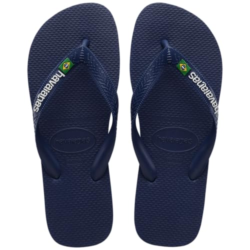 Havaianas Men's Brazil Logo Flip Flop Sandal, Navy Blue, Brazil 43/44, US 11-12