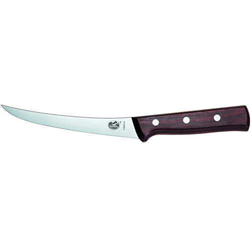 Victorinox 6" Professional Boning Knife, Curved Blade, Semi-stiff, Maple Wood Handle 5.6606.15