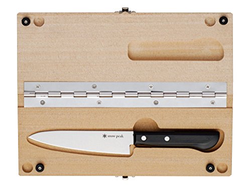 Snow Peak Cutting Board and Knife Set, Chopping Block, Foldable, Natural Birch Wood, Stainless Steel Knife, Camping, Picnic, Medium