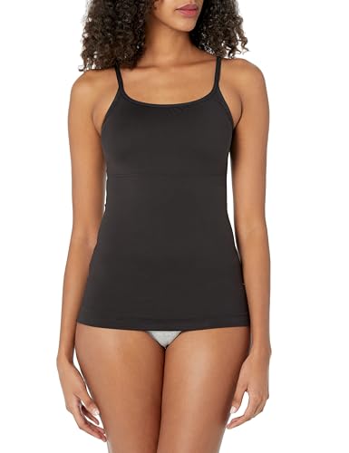 Maidenform Womens Long Length Cami, Firm Control Microfiber Smoothing Tank Shapewear-tops, Black, Medium US