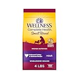 Wellness Complete Health Small Breed Adult Dry Dog Food, Wholesome Grain Kibble, Natural, Turkey and Oatmeal Recipe, 4 lb Bag