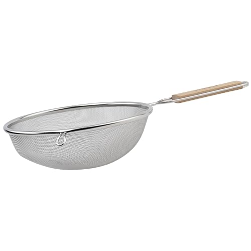 Winco Strainer with Single Fine Mesh, 8-Inch Diameter, Medium, Stainless Steel, Tan,Silver